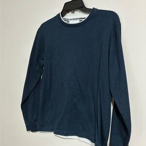 Denim & Flower Striped Shirt with Blue and White Accents